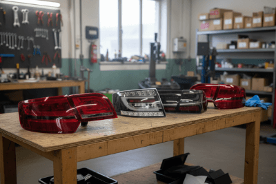 Audi Rückleuchten auf Tisch